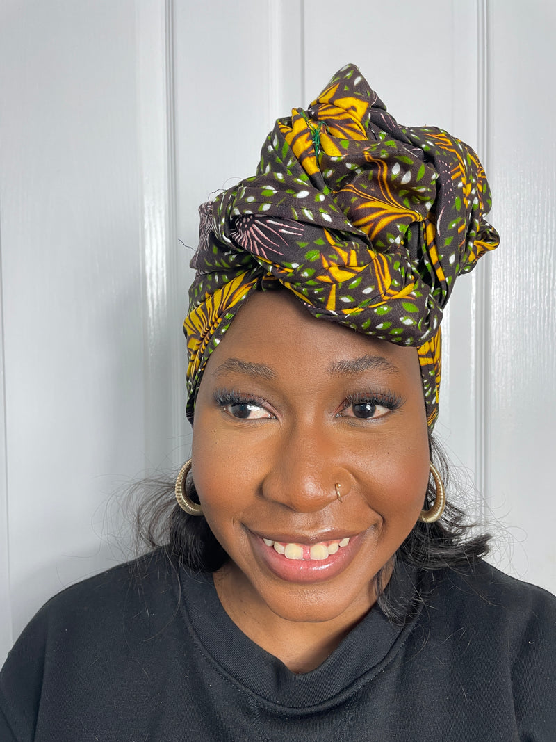Miah Yellow and Green Ankara Headwrap/Scarf