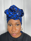 Zalda Blue and Black Ankara Headwrap/Scarf
