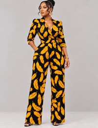 Anita Ankara Jumpsuit | Black and Yellow African Print