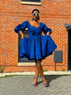 Bianca Ankara Midi Dress | Blue African Print