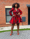 Beatrice Ankara Short Mini Dress | Red African Print