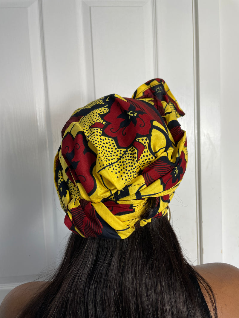 Yellow and Red Ankara Headwrap/Scarf