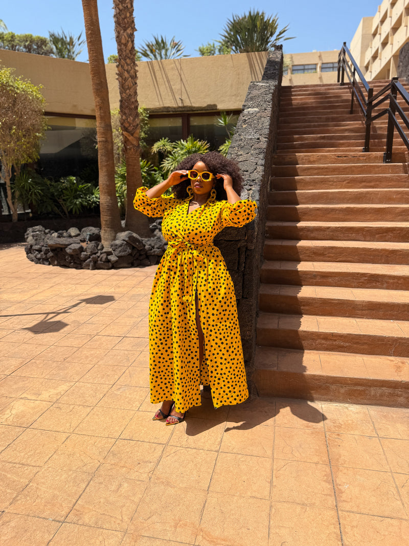Oneil Ankara Maxi Dress | Yellow African Print