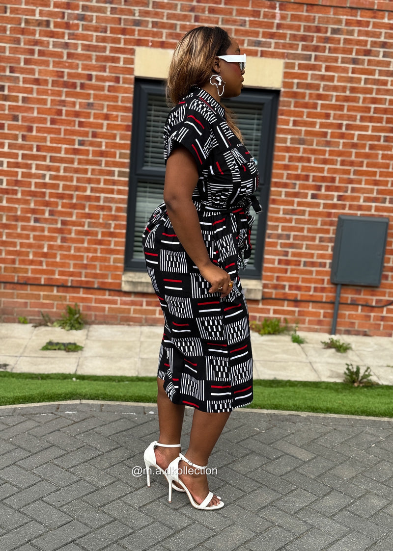 Tosin Culotte |Black and Red Print