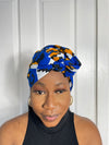 Emilia Blue and Yellow Ankara Headwrap/Scarf