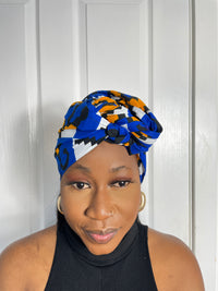 Emilia Blue and Yellow Ankara Headwrap/Scarf