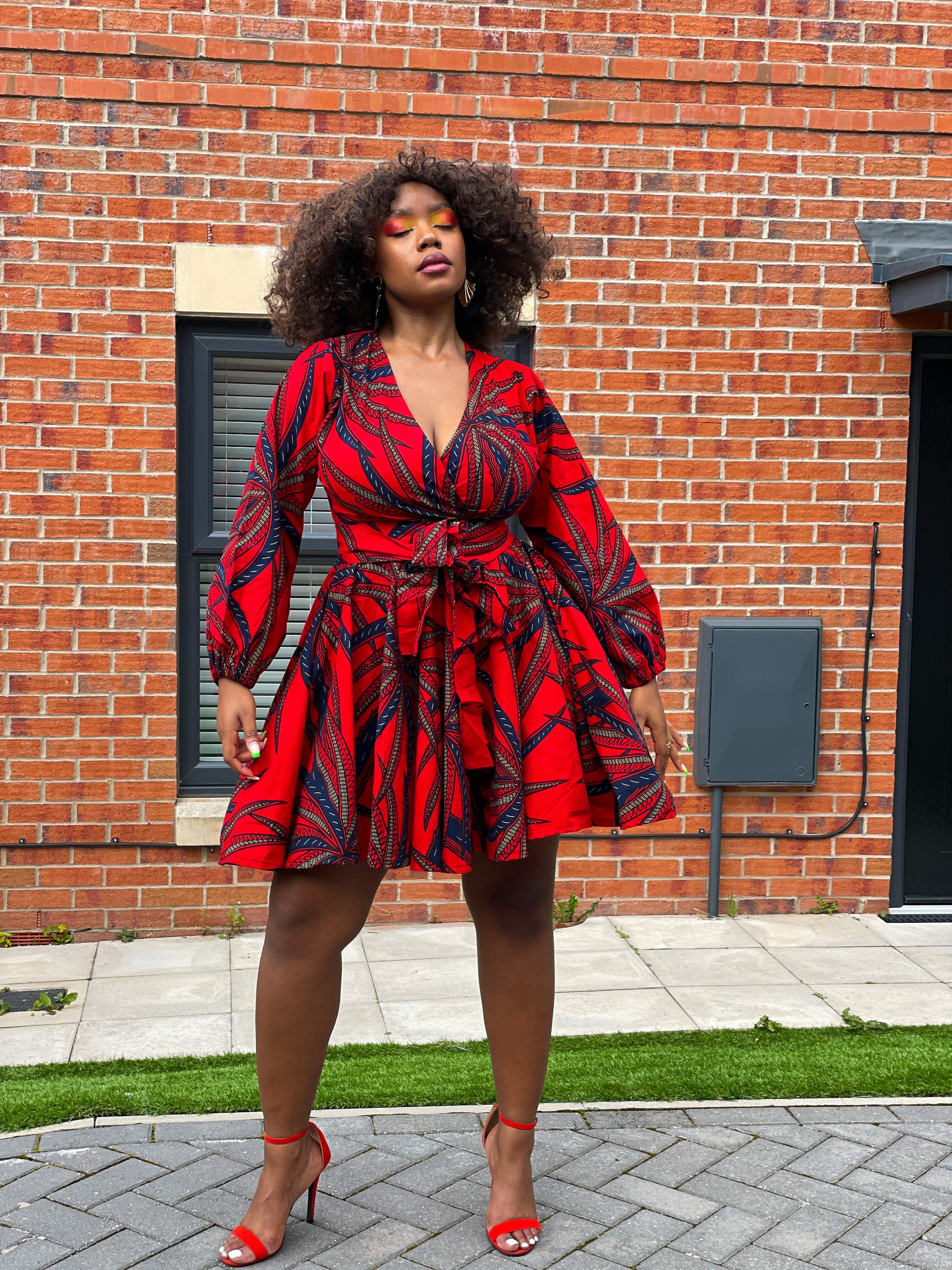 Beatrice Ankara Short Mini Dress | Red African Print M.A.DKollection Beatrice Ankara Short Mini Dress | Red African Print M.A.DKollection