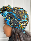 Tatiana Black and Blue Ankara Headwrap/Scarf