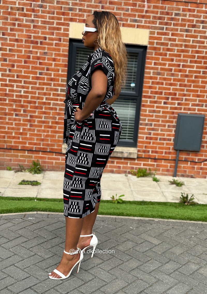 Tosin Culotte |Black and Red Print