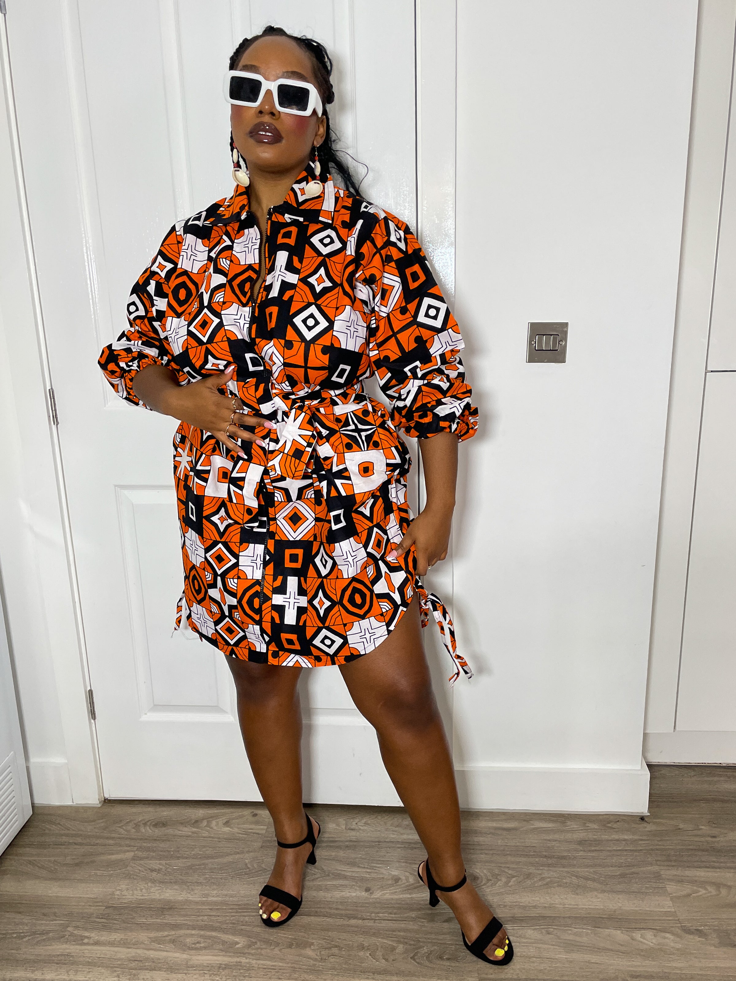 orange black white dress Unique Vintage Orange & Black Stripe Natalie Swing Dress