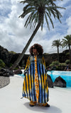 Titi Adire Shirt Dress  | Blue and Yellow Pattern