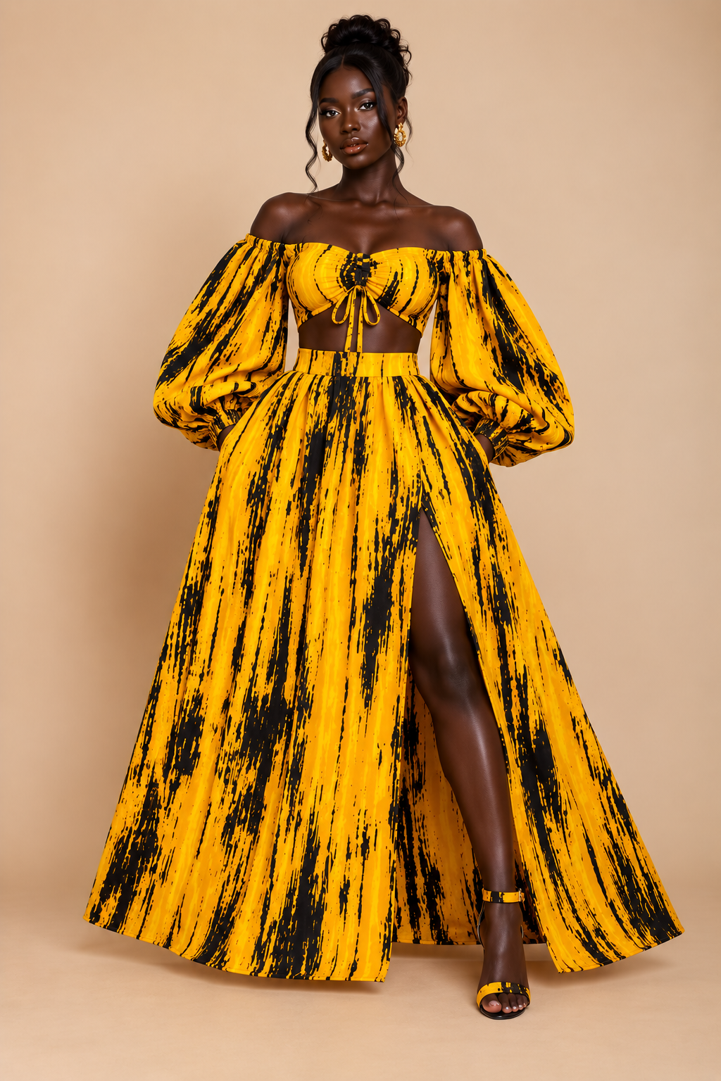 Akan Maxi Skirt | yellow and black Maxi Skirt