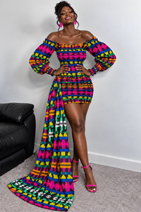 Fikayo Short Mini Dress | MultiColoured African Print