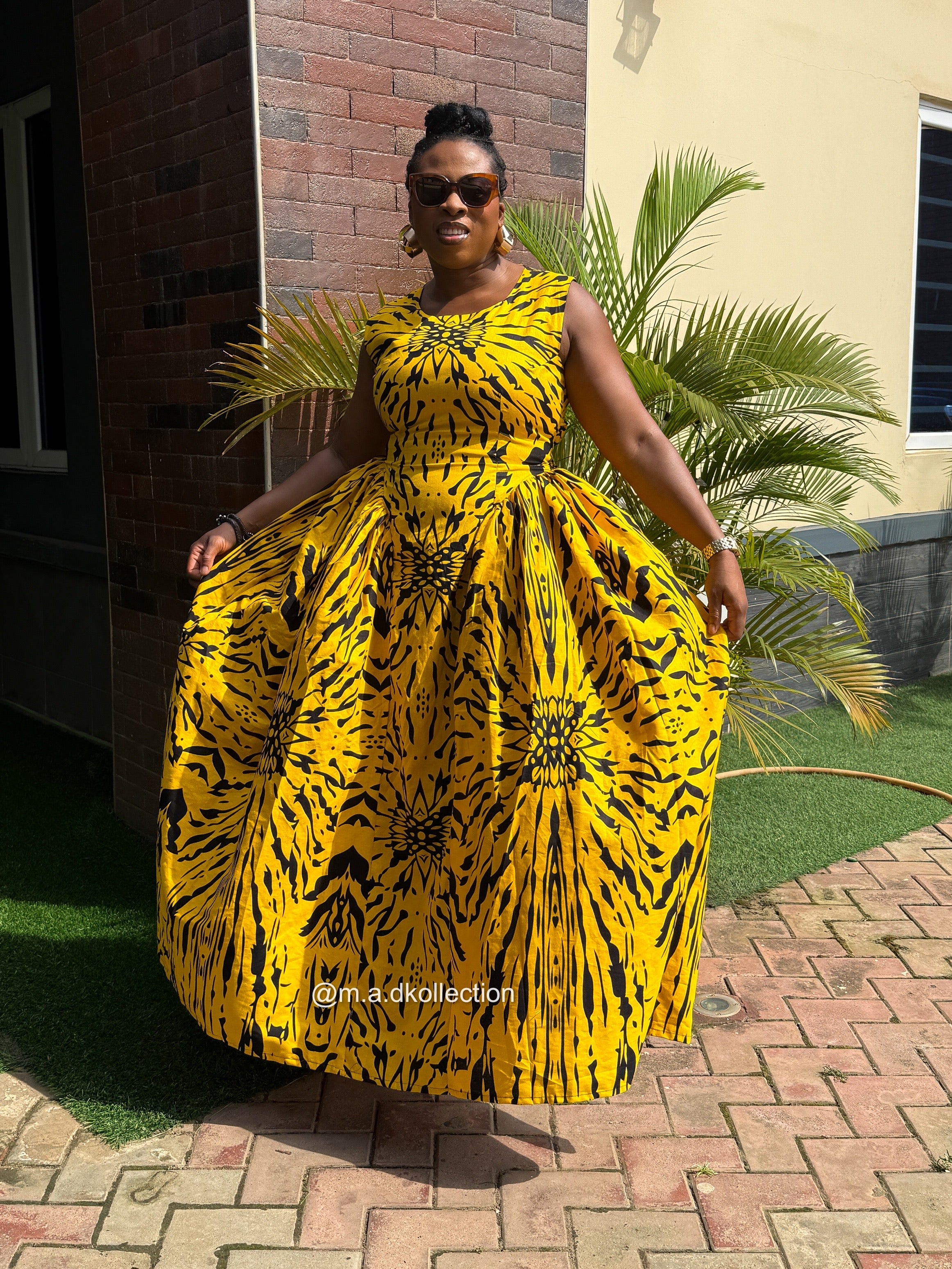 Bose Ankara Maxi Dress | Yellow and Black African Print