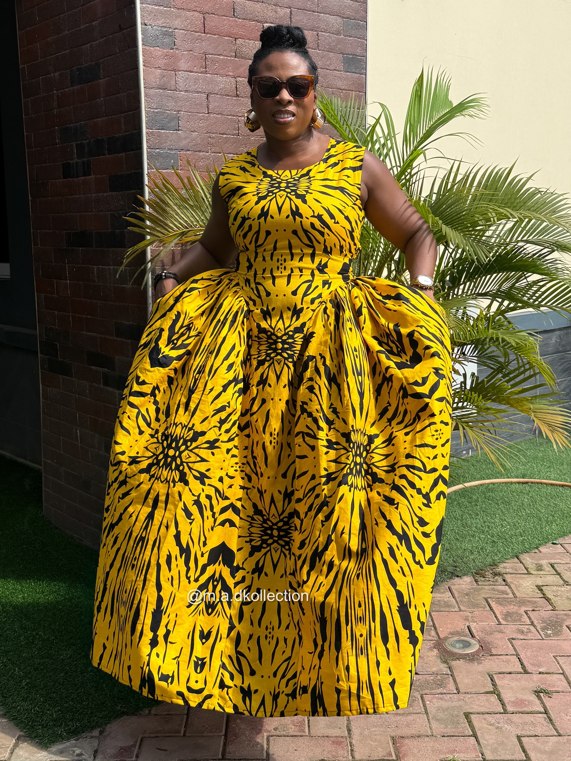 Bose Ankara Maxi Dress | Yellow and Black African Print