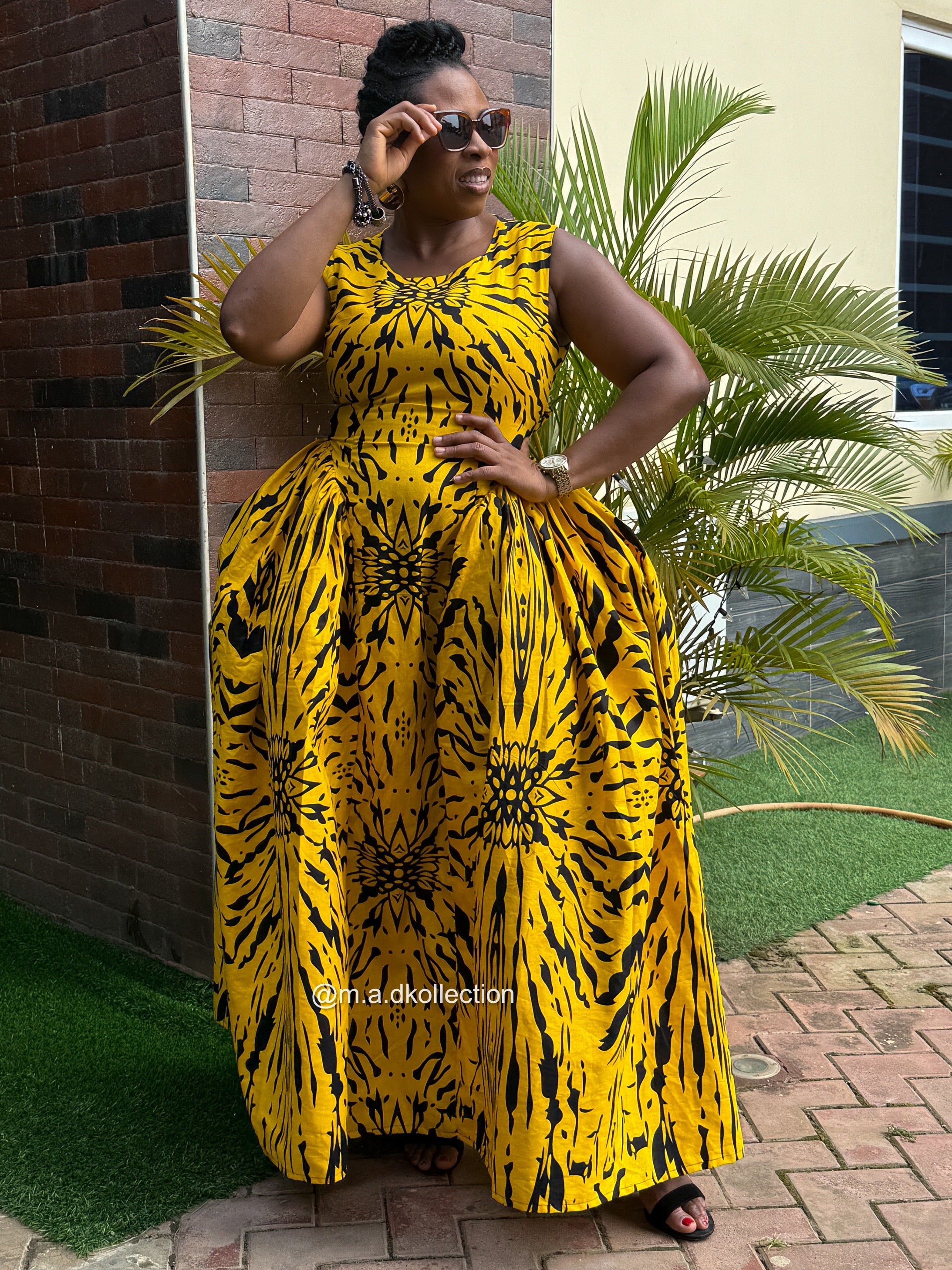 Bose Ankara Maxi Dress | Yellow and Black African Print
