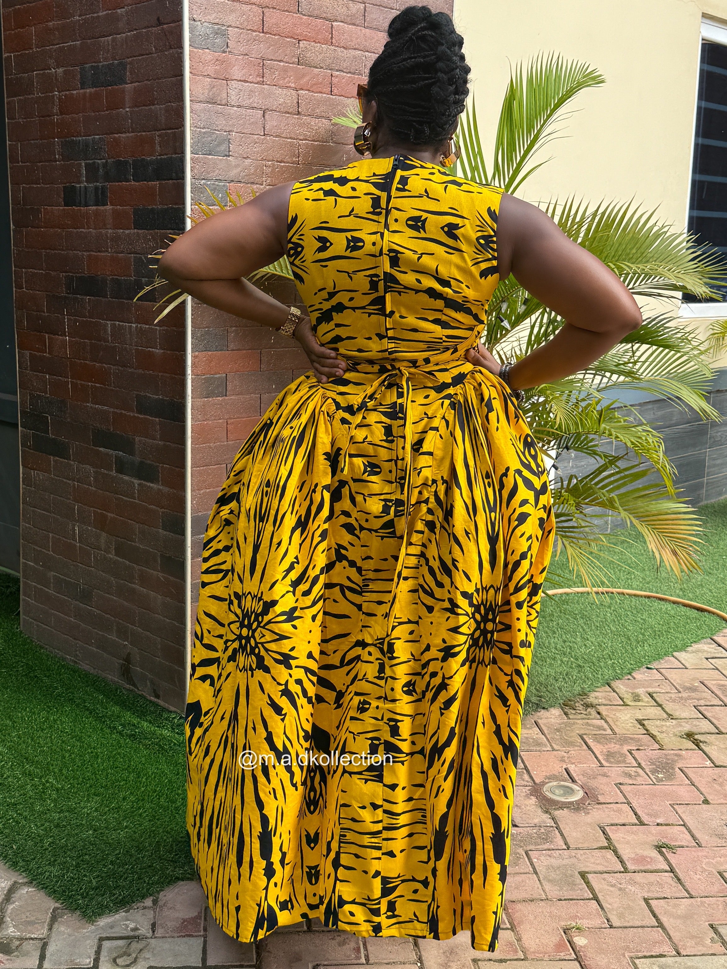 Bose Ankara Maxi Dress | Yellow and Black African Print