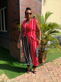 Erin Ankara Sleeveless Top | Orange and White  African Print