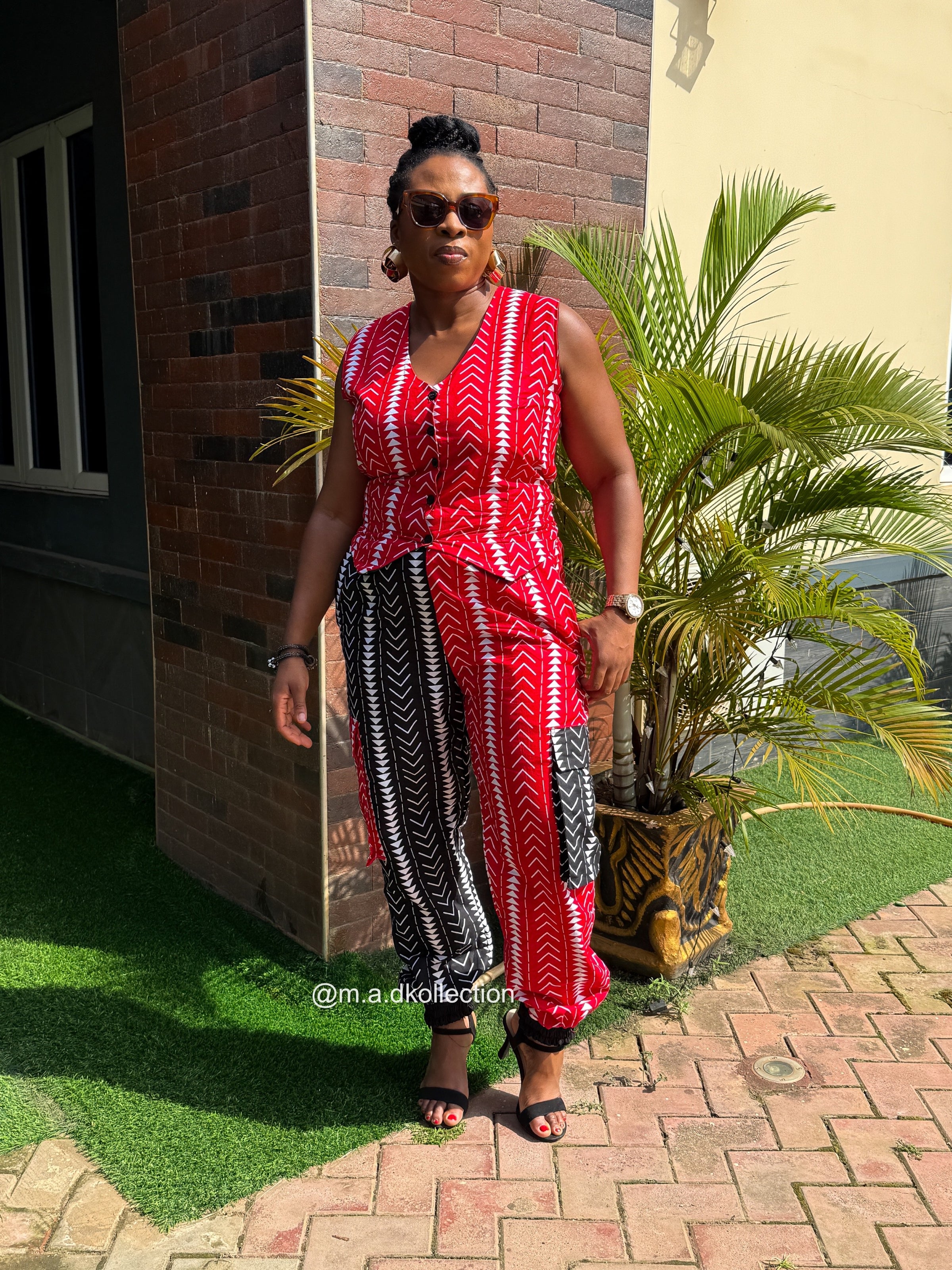 Erin Ankara Sleeveless Top | Orange and White  African Print