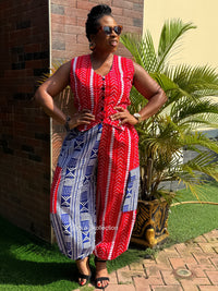 Erin Ankara Sleeveless Top | Orange and White  African Print