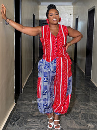 Erin Ankara Sleeveless Top | Orange and White  African Print