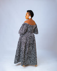 Nora Maxi Dress | Black and White African Print