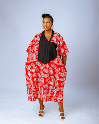 Ese Aso Oke Bubu| Red and White Print