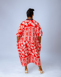 Ese Aso Oke Bubu| Red and White Print