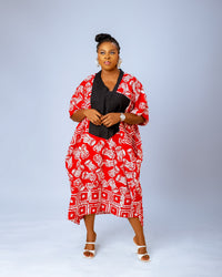 Ese Aso Oke Bubu| Red and White Print