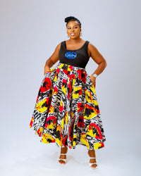 Natalee Ankara Midi Skirt | Multi Color Print