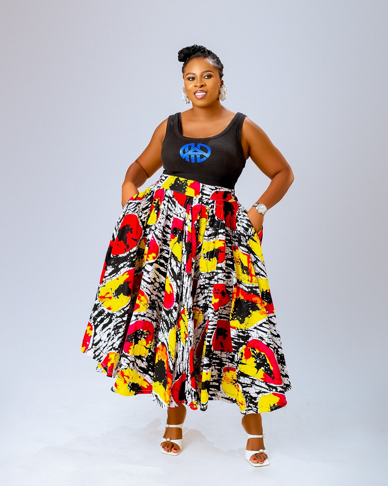Natalee Ankara Midi Skirt | Multi Color Print