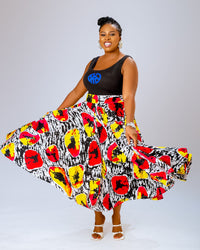 Natalee Ankara Midi Skirt | Multi Color Print