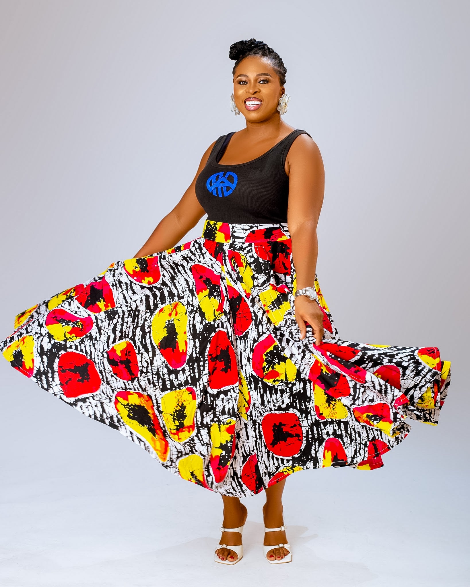 Natalee Ankara Midi Skirt | Multi Color Print
