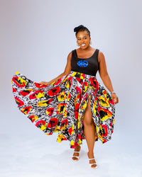 Natalee Ankara Midi Skirt | Multi Color Print