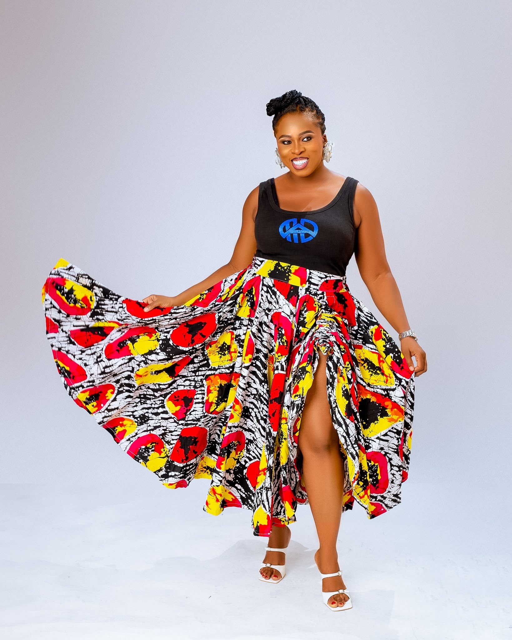 Natalee Ankara Midi Skirt | Multi Color Print