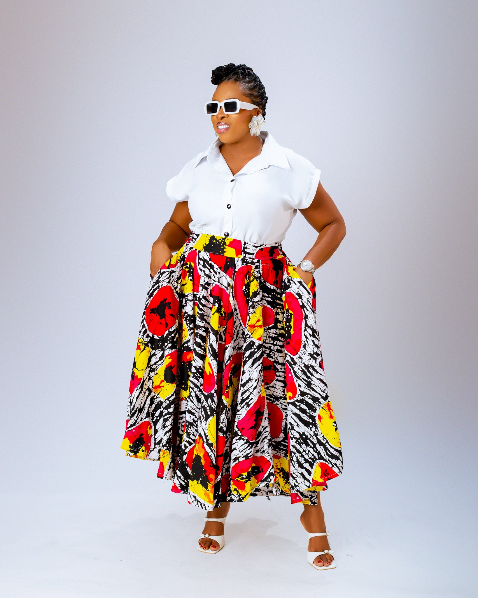 Natalee Ankara Midi Skirt | Multi Color Print