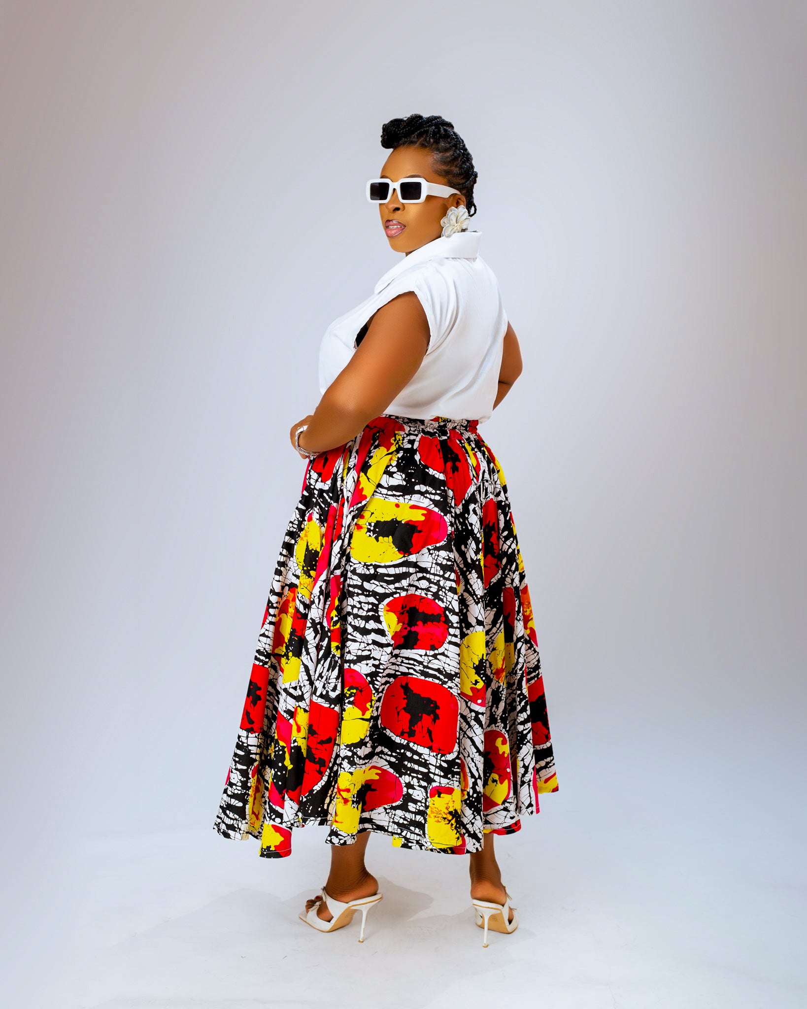 Natalee Ankara Midi Skirt | Multi Color Print