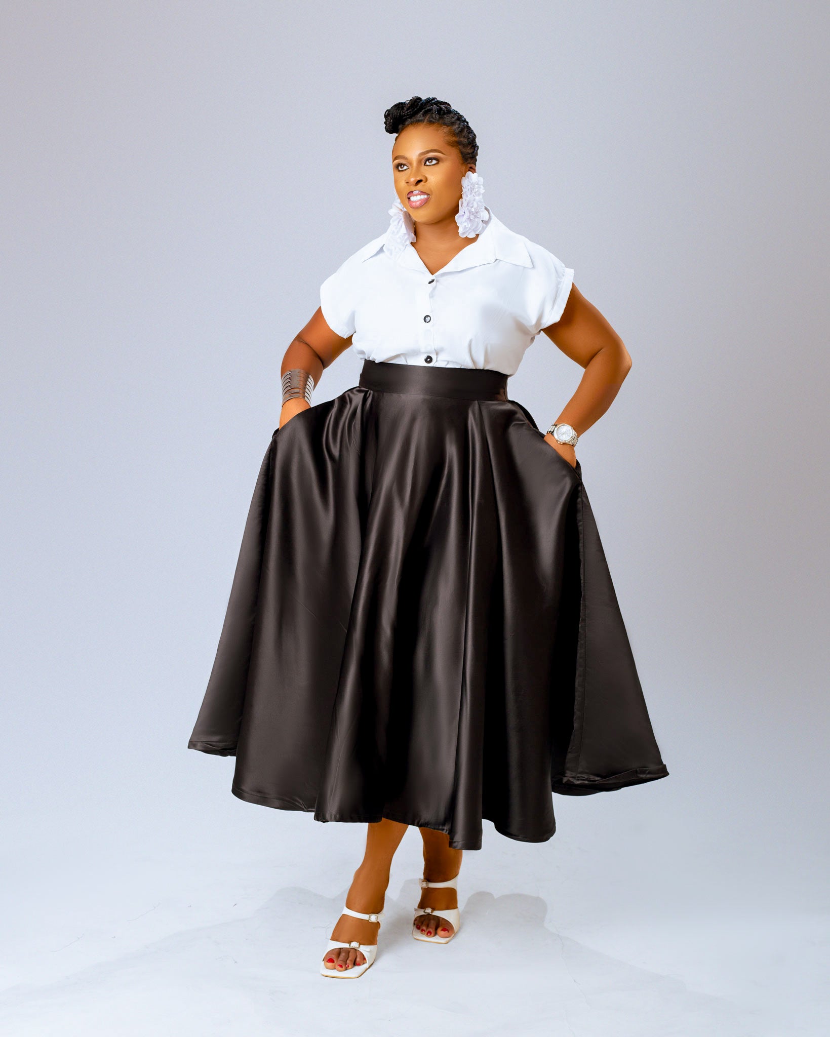 Nelly  Midi Skirt | Black Print