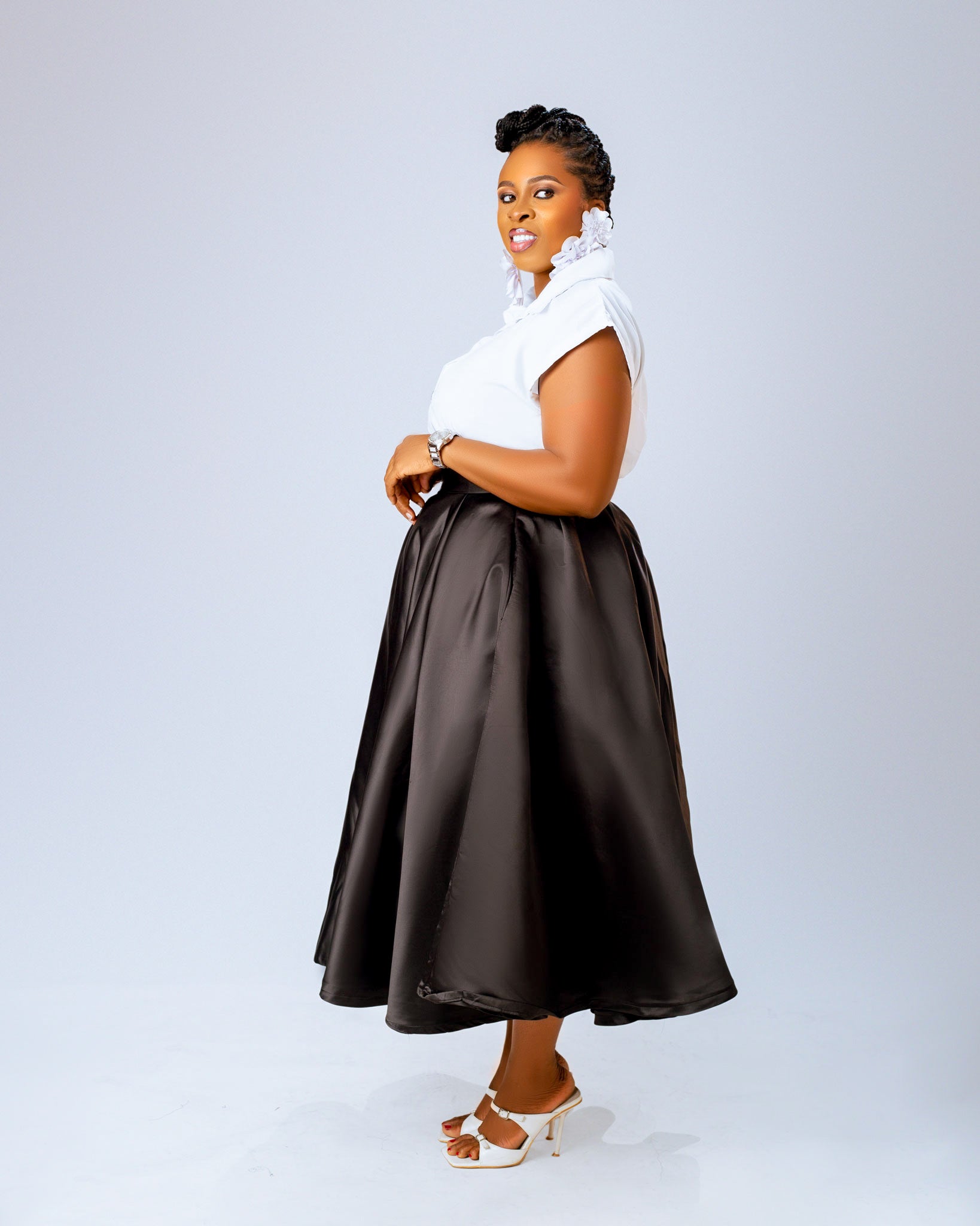 Nelly  Midi Skirt | Black Print