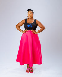 Nadine Ankara Midi Skirt | Pink Print
