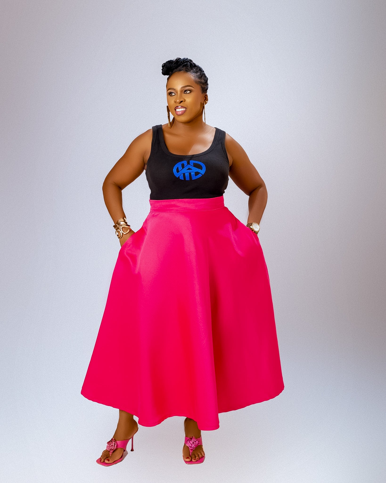 Nadine Ankara Midi Skirt | Pink Print
