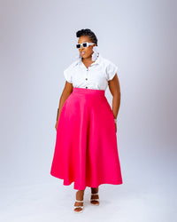 Nadine Ankara Midi Skirt | Pink Print
