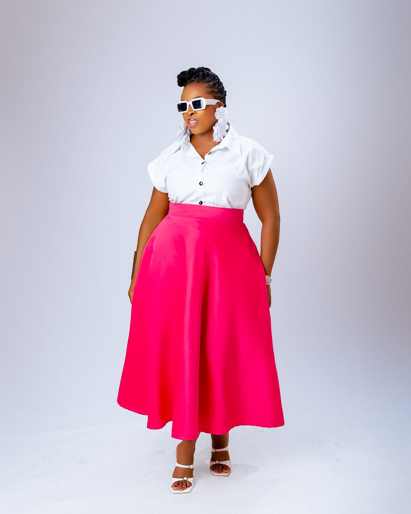 Nadine Ankara Midi Skirt | Pink Print