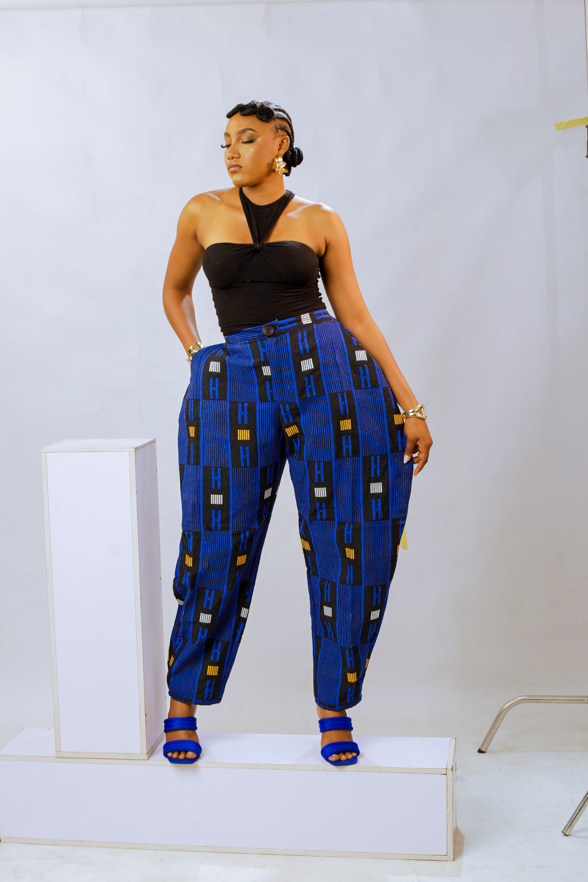Norah Akwete Trouser | Blue Multicolor Print