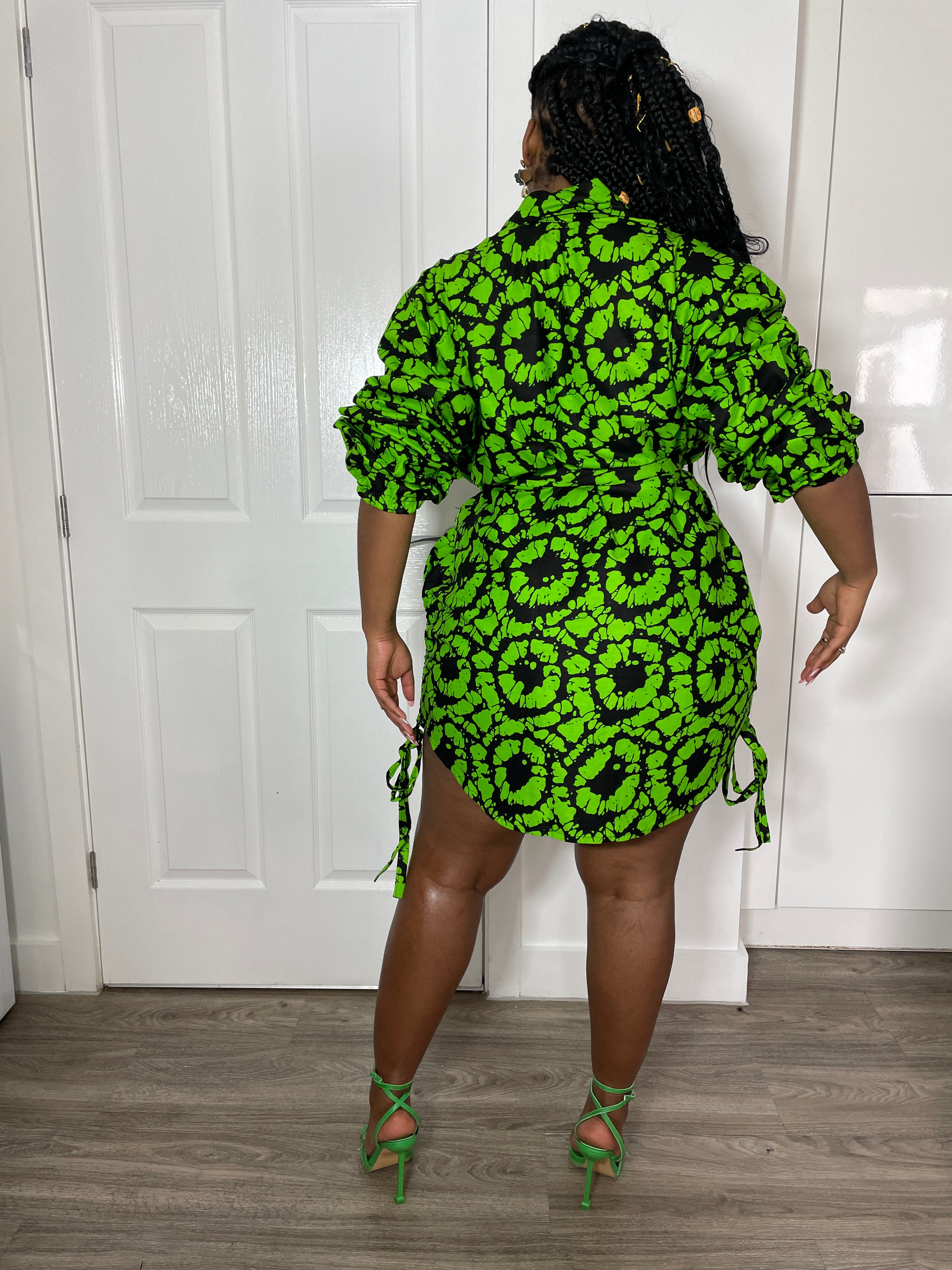 Irene Ankara Shirt Dress | Green and Black African Print M.A.DKollection Irene Ankara Shirt Dress | Green and Black African Print M.A.DKollection