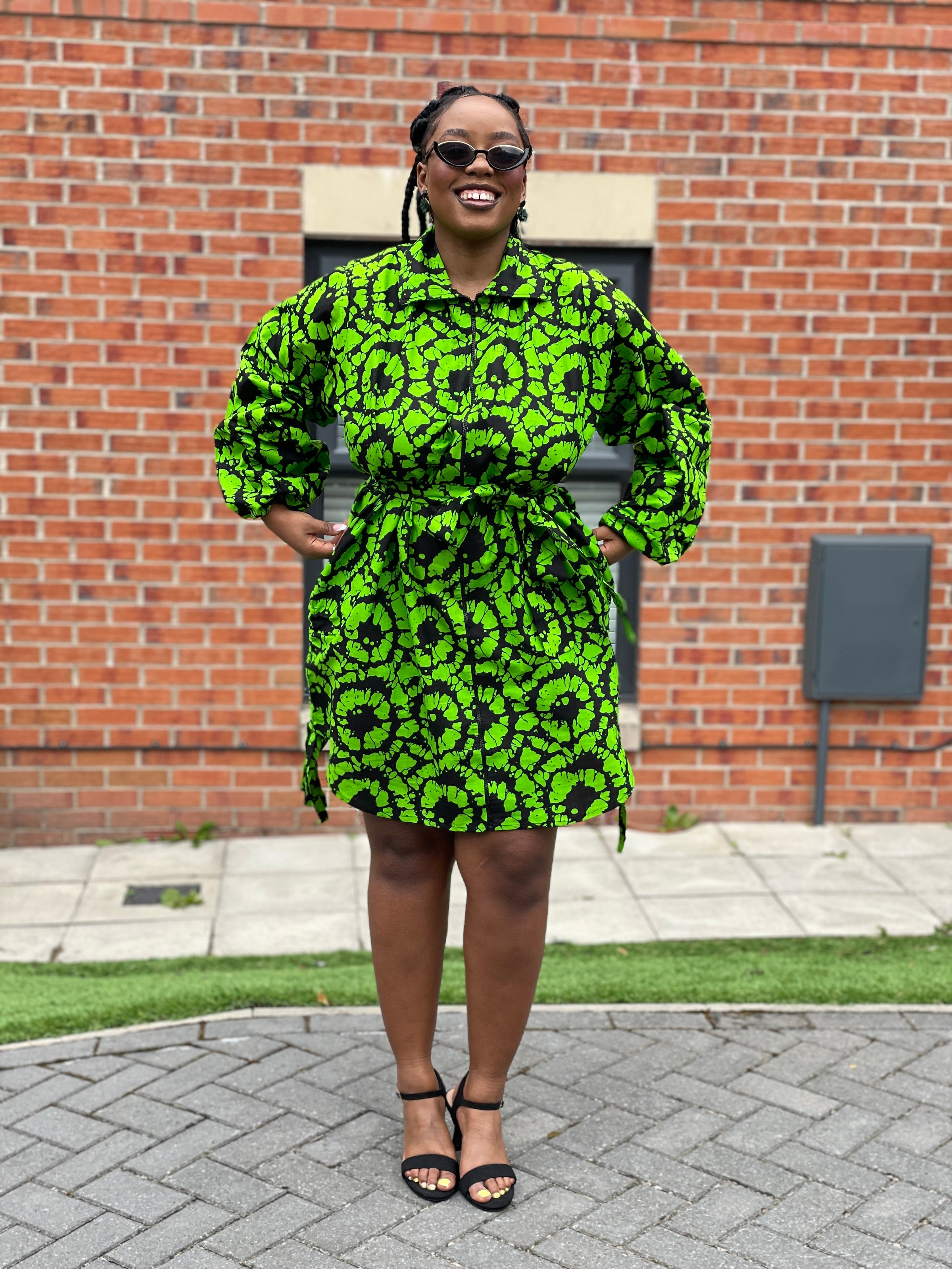 Irene Ankara Shirt Dress | Green and Black African Print M.A.DKollection Irene Ankara Shirt Dress | Green and Black African Print M.A.DKollection