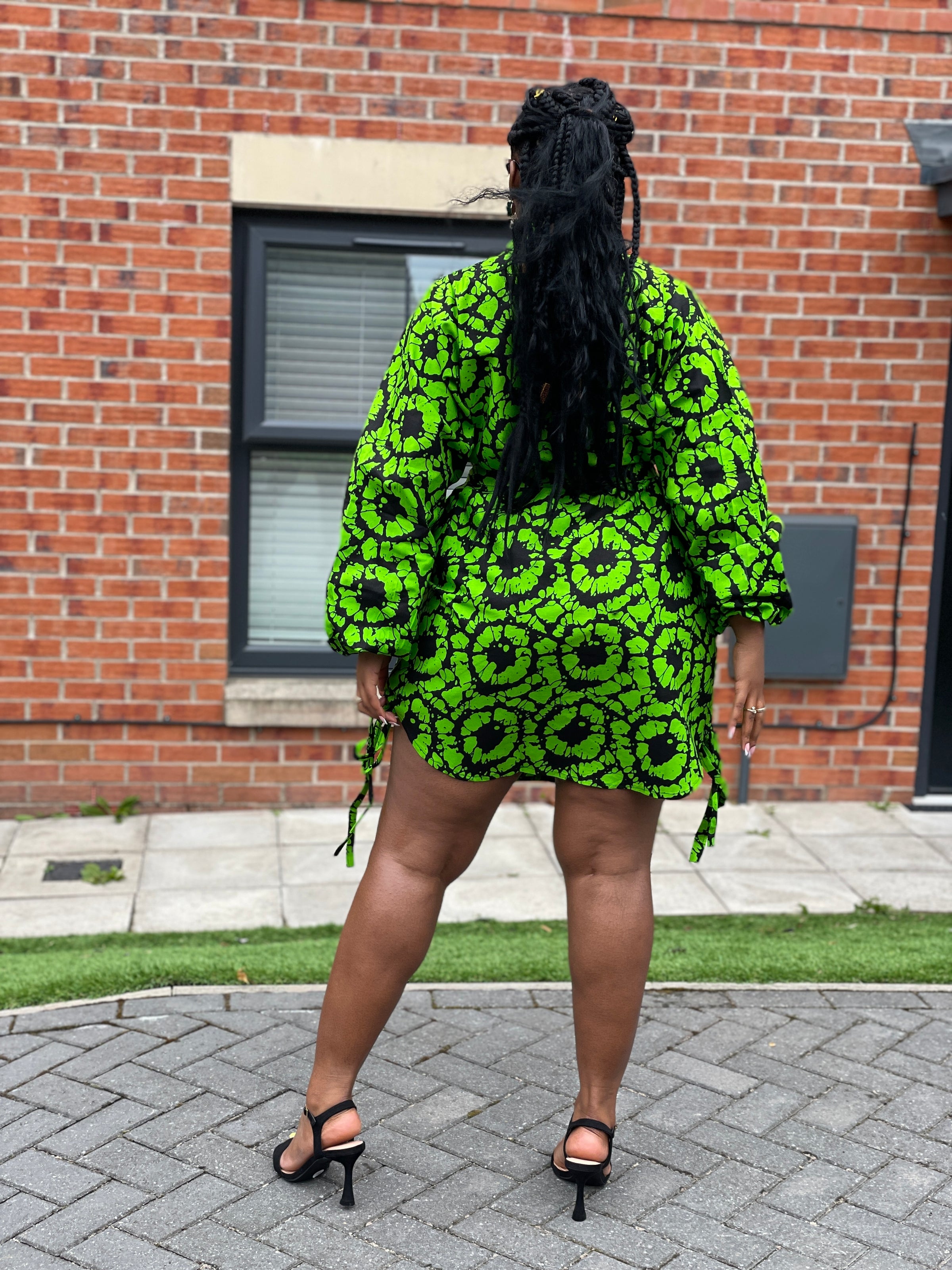 Irene Ankara Shirt Dress | Green and Black African Print M.A.DKollection Irene Ankara Shirt Dress | Green and Black African Print M.A.DKollection