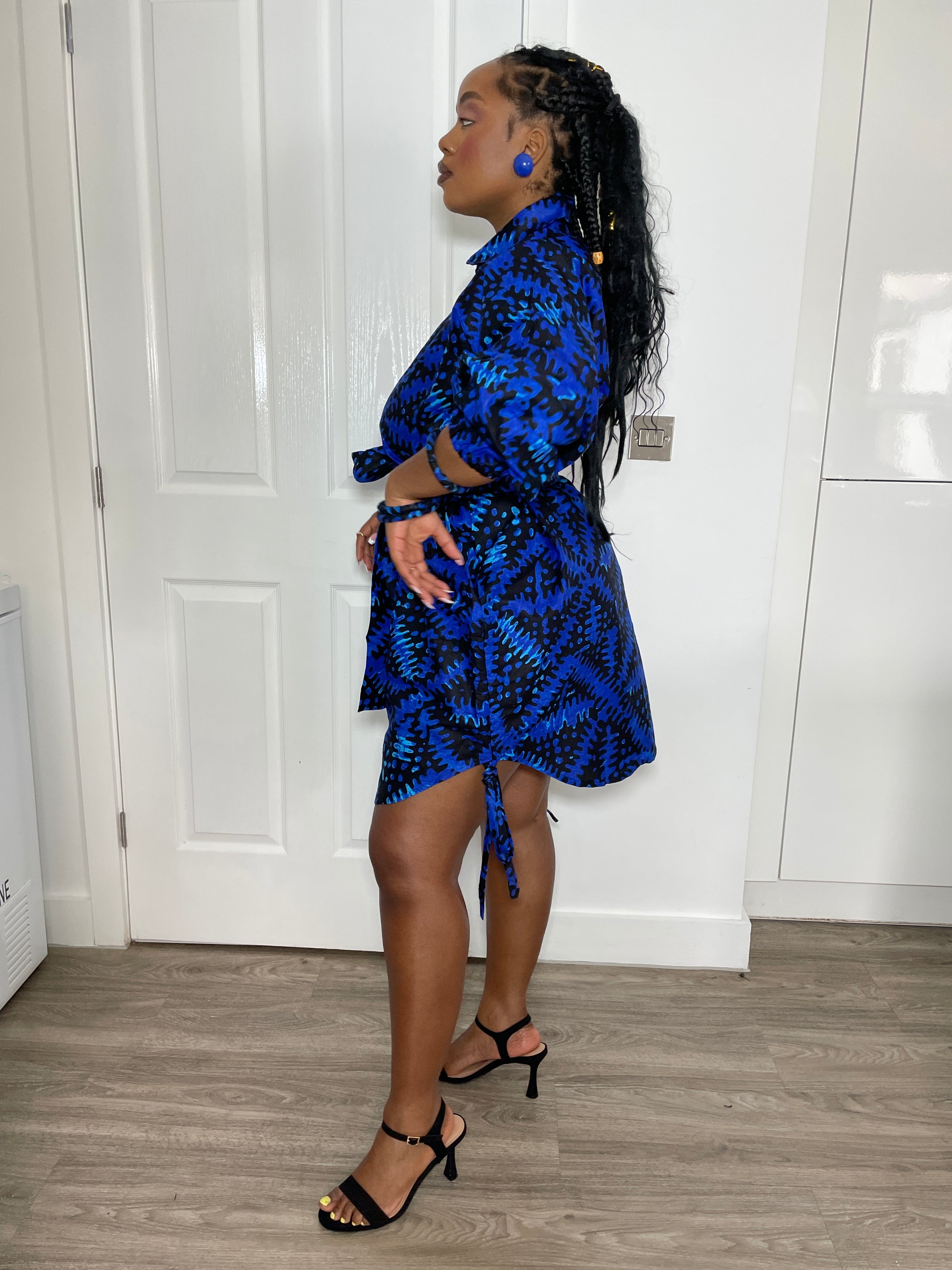 Imani Ankara Shirt Dress | Blue African Print M.A.DKollection Imani Ankara Shirt Dress | Blue African Print M.A.DKollection