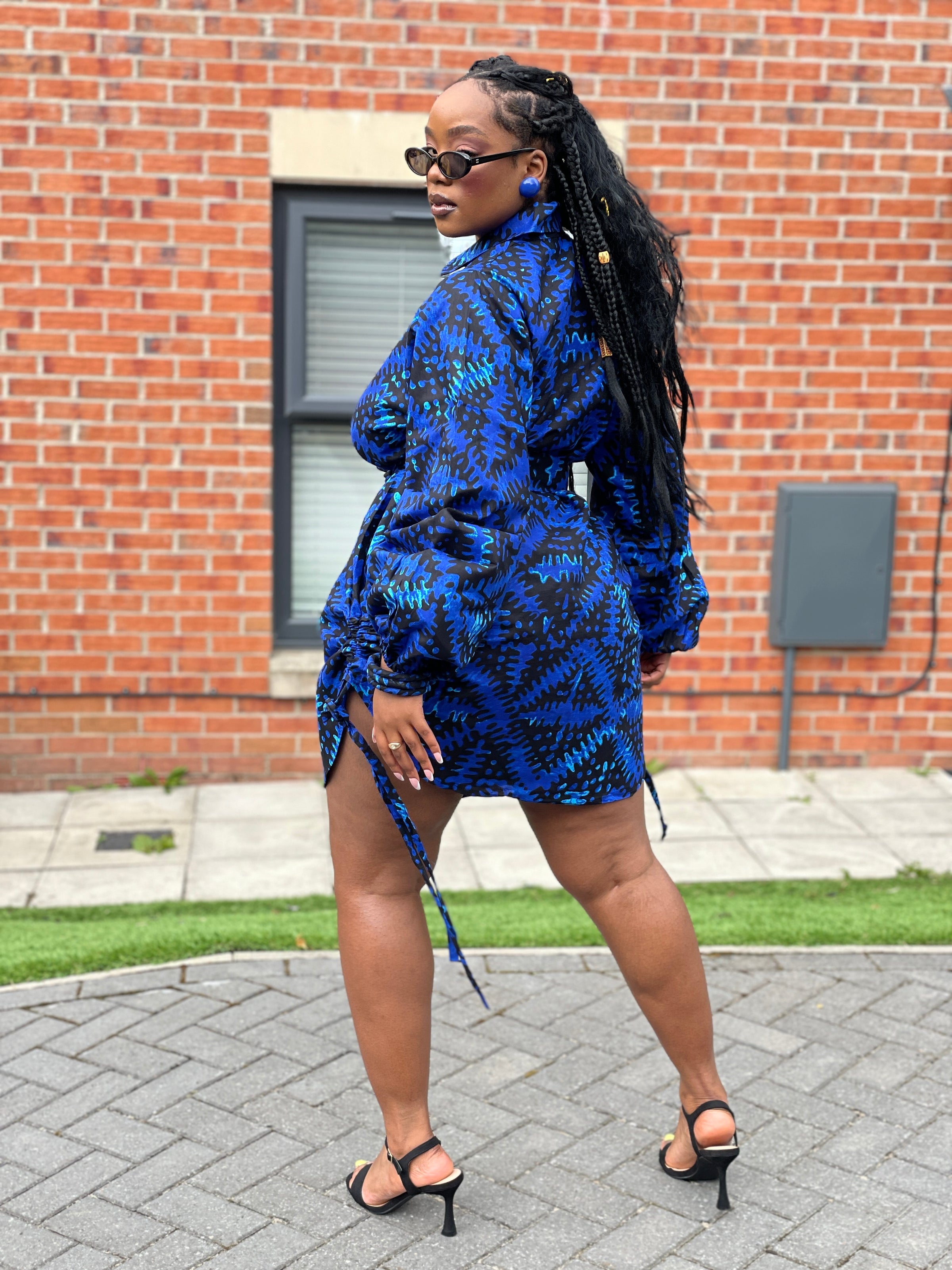 Imani Ankara Shirt Dress | Blue African Print M.A.DKollection Imani Ankara Shirt Dress | Blue African Print M.A.DKollection