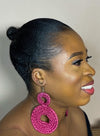 Dark Pink Rattan Earring